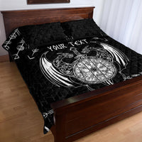 Personalized Viking Dragon Quilt Bed Set with Sword Black Scandinavian Tattoo - Wonder Print Shop