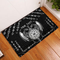 Personalized Viking Dragon Rubber Doormat with Sword Black Scandinavian Tattoo - Wonder Print Shop