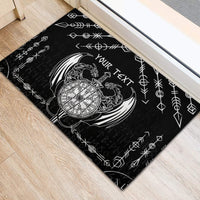 Personalized Viking Dragon Rubber Doormat with Sword Black Scandinavian Tattoo - Wonder Print Shop