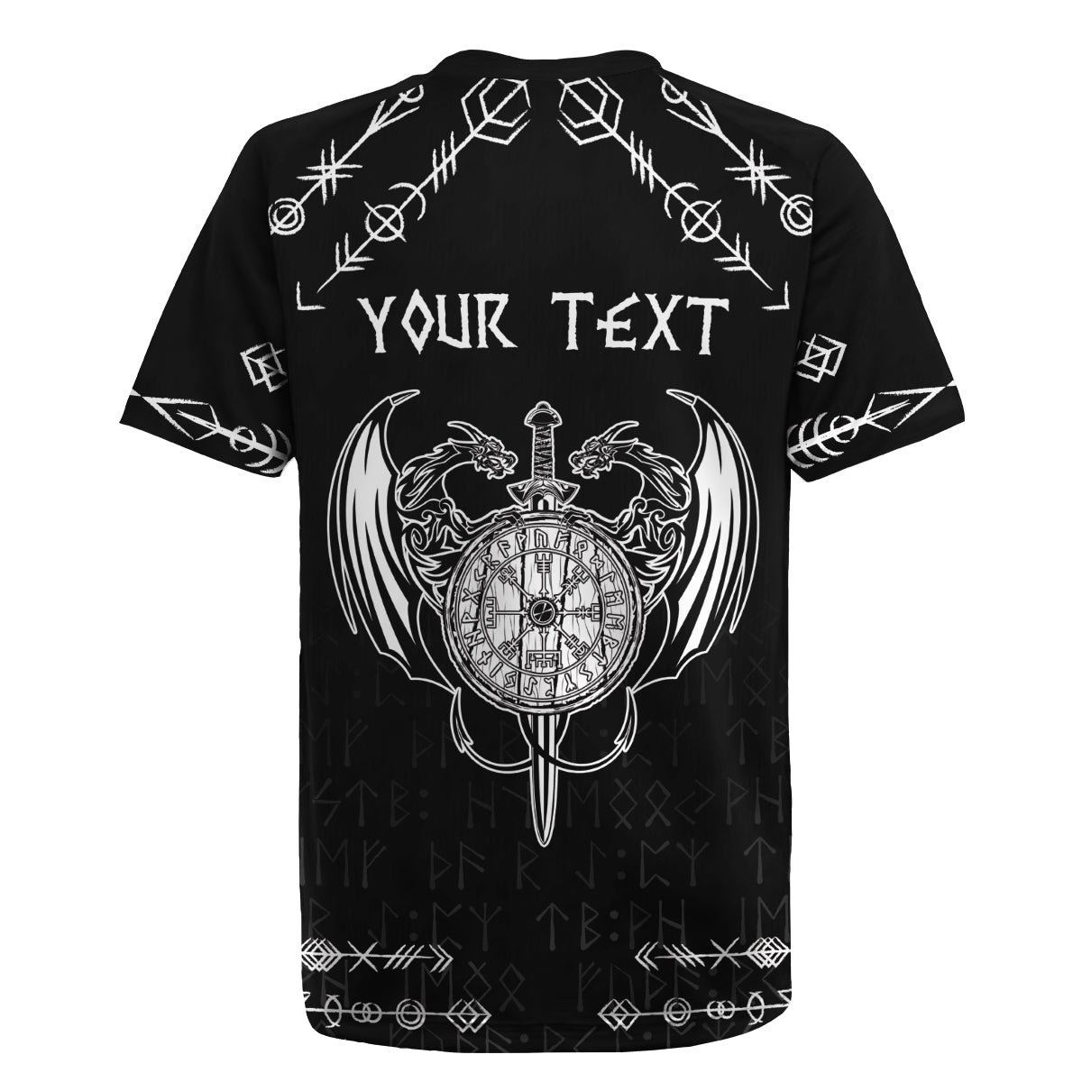 Personalized Viking Dragon Rugby Jersey with Sword Black Scandinavian Tattoo - Wonder Print Shop
