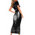 Personalized Viking Dragon Short Sleeve Bodycon Dress with Sword Black Scandinavian Tattoo - Wonder Print Shop