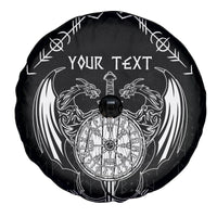 Personalized Viking Dragon Spare Tire Cover with Sword Black Scandinavian Tattoo - Wonder Print Shop
