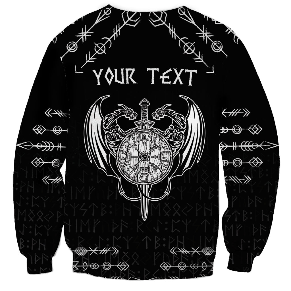 Personalized Viking Dragon Sweatshirt with Sword Black Scandinavian Tattoo - Wonder Print Shop