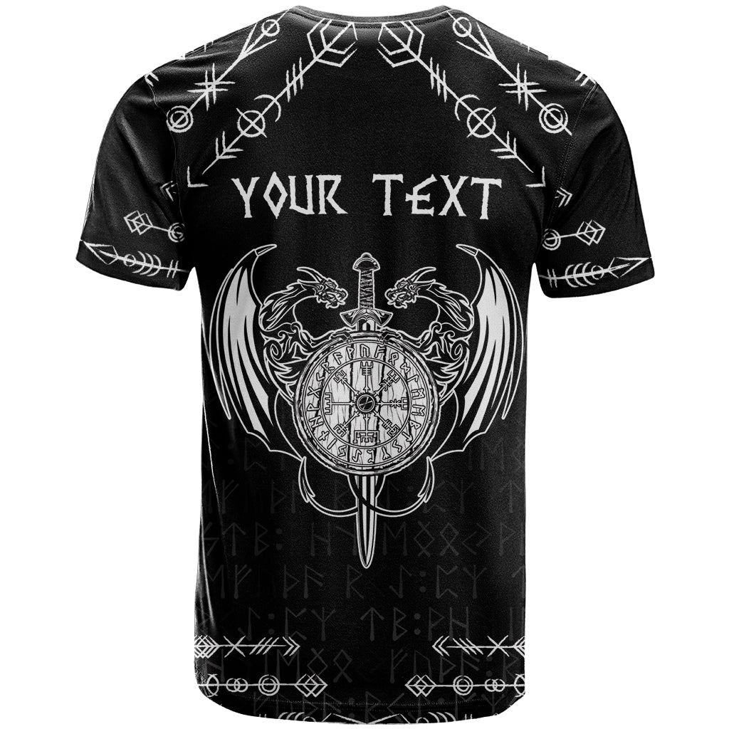 Personalized Viking Dragon T Shirt with Sword Black Scandinavian Tattoo - Wonder Print Shop