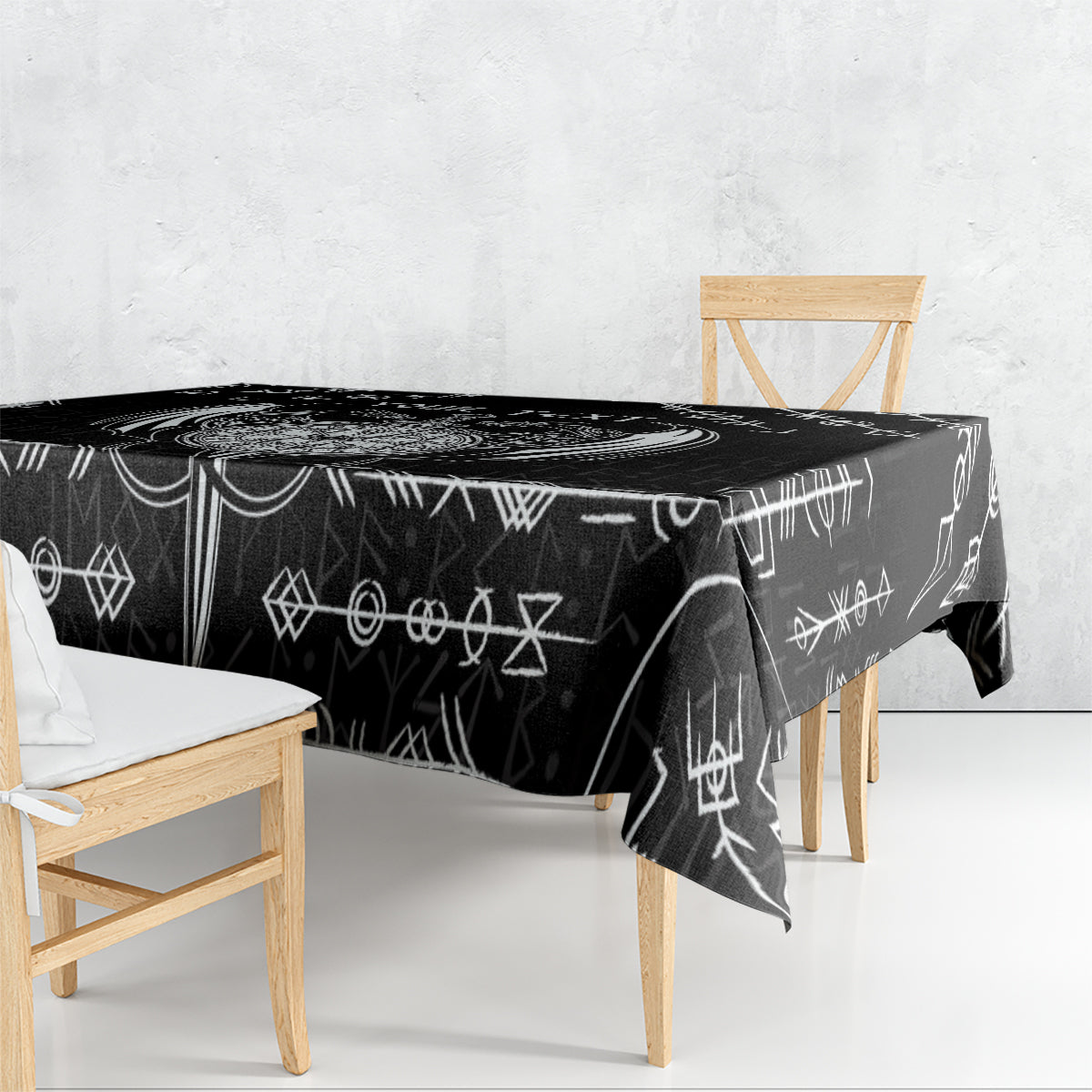 Personalized Viking Dragon Tablecloth with Sword Black Scandinavian Tattoo - Wonder Print Shop
