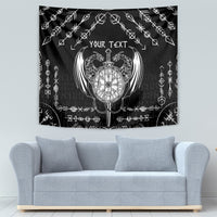 Personalized Viking Dragon Tapestry with Sword Black Scandinavian Tattoo - Wonder Print Shop