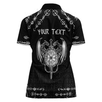 Personalized Viking Dragon Women Polo Shirt with Sword Black Scandinavian Tattoo - Wonder Print Shop