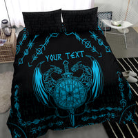 Personalized Viking Dragon Bedding Set with Sword Blue Scandinavian Tattoo LT9 - Wonder Print Shop