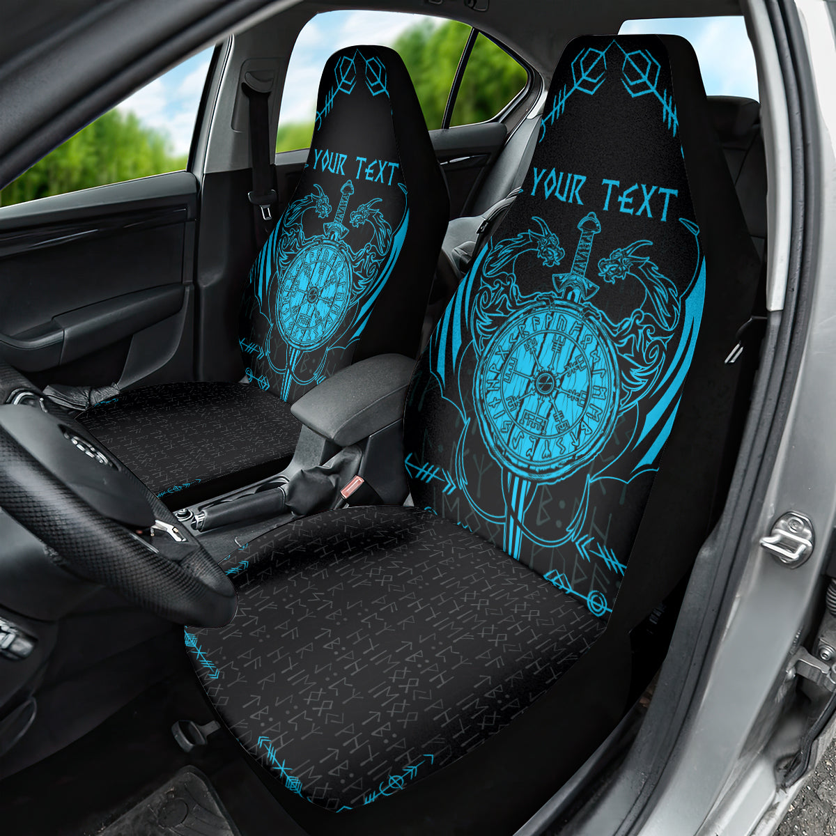 Personalized Viking Dragon Car Seat Cover with Sword Blue Scandinavian Tattoo LT9 - Wonder Print Shop