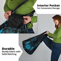 Personalized Viking Dragon Grocery Bag with Sword Blue Scandinavian Tattoo