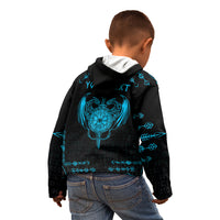 Personalized Viking Dragon Kid Hoodie with Sword Blue Scandinavian Tattoo - Wonder Print Shop