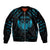 Personalized Viking Dragon Sleeve Zip Bomber Jacket with Sword Blue Scandinavian Tattoo - Wonder Print Shop
