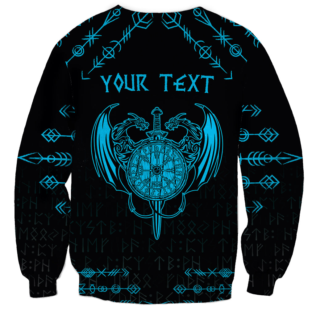 Personalized Viking Dragon Sweatshirt with Sword Blue Scandinavian Tattoo - Wonder Print Shop