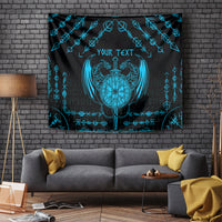 Personalized Viking Dragon Tapestry with Sword Blue Scandinavian Tattoo - Wonder Print Shop