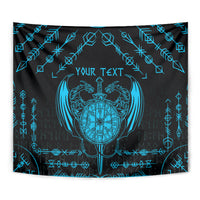 Personalized Viking Dragon Tapestry with Sword Blue Scandinavian Tattoo - Wonder Print Shop