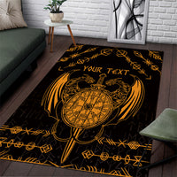 Personalized Viking Dragon Area Rug with Sword Gold Scandinavian Tattoo LT9 - Wonder Print Shop