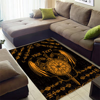 Personalized Viking Dragon Area Rug with Sword Gold Scandinavian Tattoo LT9 - Wonder Print Shop