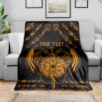 Personalized Viking Dragon Blanket with Sword Gold Scandinavian Tattoo