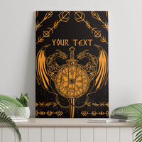 Personalized Viking Dragon Canvas Wall Art with Sword Gold Scandinavian Tattoo LT9 - Wonder Print Shop