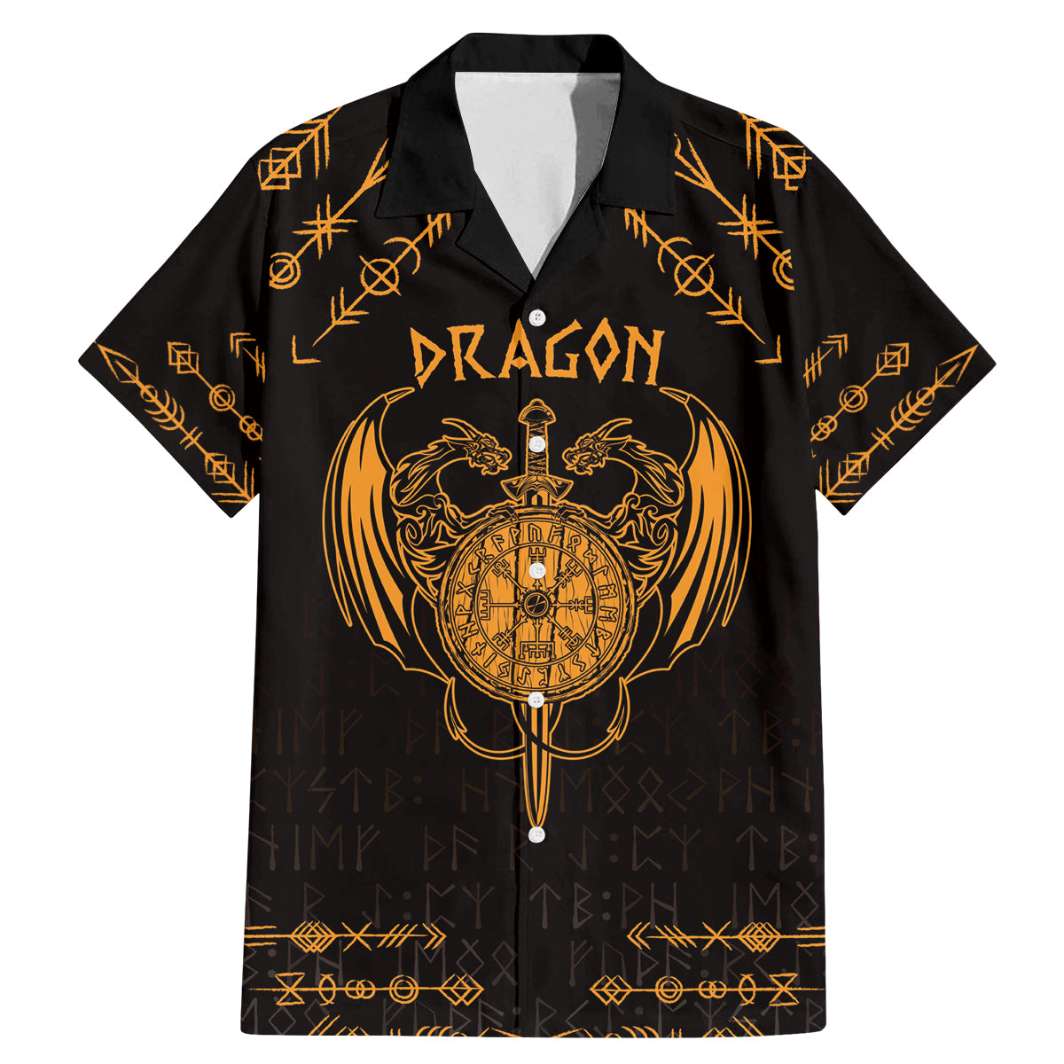 Personalized Viking Dragon Family Matching Mermaid Dress and Hawaiian Shirt with Sword Gold Scandinavian Tattoo LT9 - Wonder Print Shop