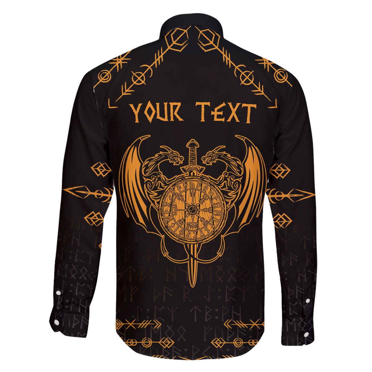 Personalized Viking Dragon Family Matching Mermaid Dress and Hawaiian Shirt with Sword Gold Scandinavian Tattoo LT9 - Wonder Print Shop