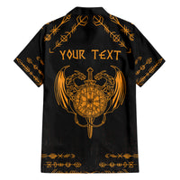 Personalized Viking Dragon Family Matching Tank Maxi Dress and Hawaiian Shirt with Sword Gold Scandinavian Tattoo - Wonder Print Shop