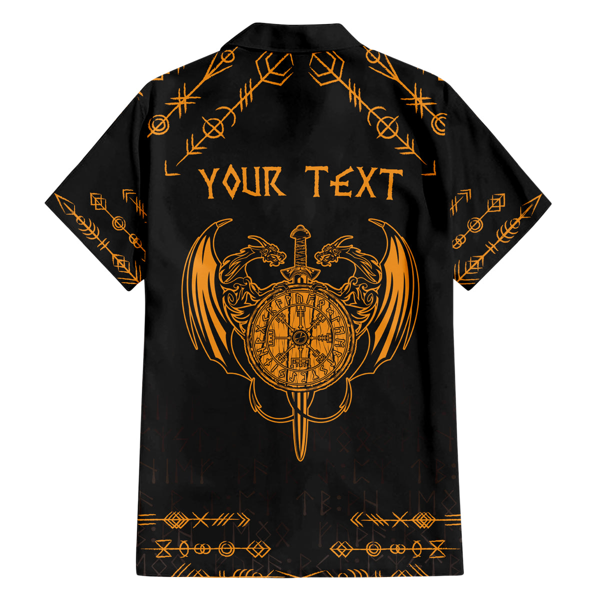 Personalized Viking Dragon Hawaiian Shirt with Sword Gold Scandinavian Tattoo - Wonder Print Shop