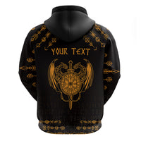 Personalized Viking Dragon Hoodie with Sword Gold Scandinavian Tattoo - Wonder Print Shop