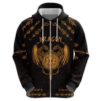 Personalized Viking Dragon Hoodie with Sword Gold Scandinavian Tattoo - Wonder Print Shop