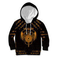Personalized Viking Dragon Kid Hoodie with Sword Gold Scandinavian Tattoo - Wonder Print Shop