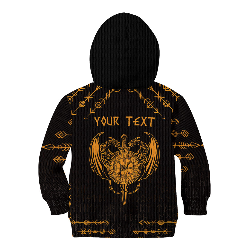 Personalized Viking Dragon Kid Hoodie with Sword Gold Scandinavian Tattoo - Wonder Print Shop