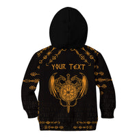Personalized Viking Dragon Kid Hoodie with Sword Gold Scandinavian Tattoo - Wonder Print Shop