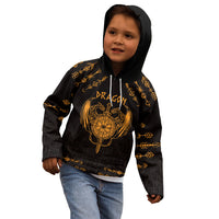 Personalized Viking Dragon Kid Hoodie with Sword Gold Scandinavian Tattoo - Wonder Print Shop