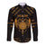 Personalized Viking Dragon Long Sleeve Button Shirt with Sword Gold Scandinavian Tattoo - Wonder Print Shop
