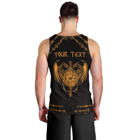 Personalized Viking Dragon Men Tank Top with Sword Gold Scandinavian Tattoo - Wonder Print Shop