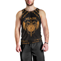 Personalized Viking Dragon Men Tank Top with Sword Gold Scandinavian Tattoo - Wonder Print Shop