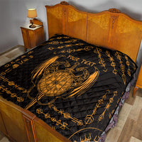 Personalized Viking Dragon Quilt with Sword Gold Scandinavian Tattoo - Wonder Print Shop