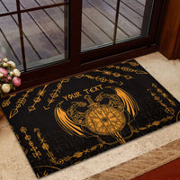 Personalized Viking Dragon Rubber Doormat with Sword Gold Scandinavian Tattoo - Wonder Print Shop