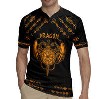 Personalized Viking Dragon Rugby Jersey with Sword Gold Scandinavian Tattoo - Wonder Print Shop