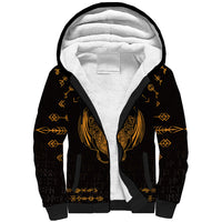 Personalized Viking Dragon Sherpa Hoodie with Sword Gold Scandinavian Tattoo - Wonder Print Shop