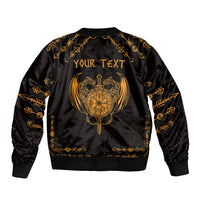 Personalized Viking Dragon Sleeve Zip Bomber Jacket with Sword Gold Scandinavian Tattoo - Wonder Print Shop