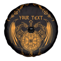 Personalized Viking Dragon Spare Tire Cover with Sword Gold Scandinavian Tattoo - Wonder Print Shop