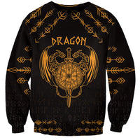 Personalized Viking Dragon Sweatshirt with Sword Gold Scandinavian Tattoo - Wonder Print Shop