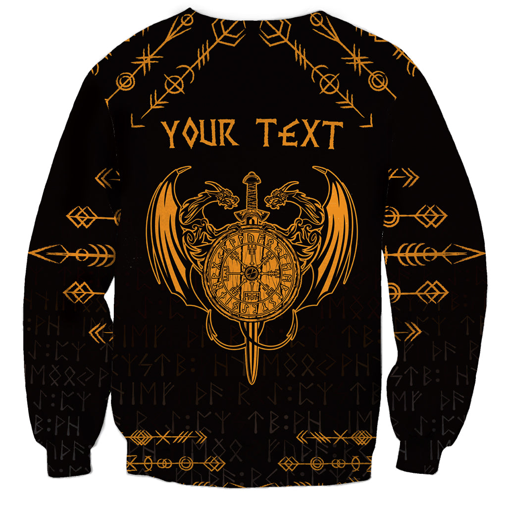 Personalized Viking Dragon Sweatshirt with Sword Gold Scandinavian Tattoo - Wonder Print Shop
