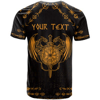 Personalized Viking Dragon T Shirt with Sword Gold Scandinavian Tattoo - Wonder Print Shop