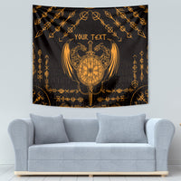 Personalized Viking Dragon Tapestry with Sword Gold Scandinavian Tattoo - Wonder Print Shop
