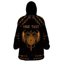 Personalized Viking Dragon Wearable Blanket Hoodie with Sword Gold Scandinavian Tattoo - Wonder Print Shop