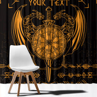 Personalized Viking Dragon Window Curtain with Sword Gold Scandinavian Tattoo - Wonder Print Shop
