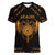 Personalized Viking Dragon Women V-Neck T-Shirt with Sword Gold Scandinavian Tattoo - Wonder Print Shop