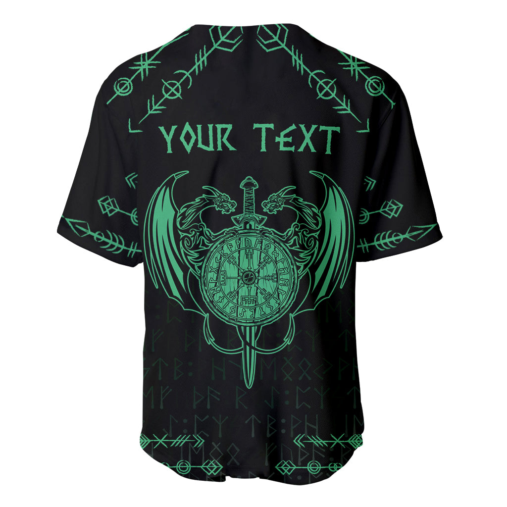 Personalized Viking Dragon Baseball Jersey with Sword Green Scandinavian Tattoo LT9 - Wonder Print Shop